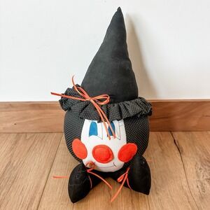 Halloween Witch Shelf Sitter Black Orange Spoopy‎ Decor Handmade OOAK Vintage